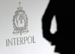 A logo at the newly completed Interpol Global Complex for Innovation building is seen during the inauguration opening ceremony in Singapore on 13 April, 2015