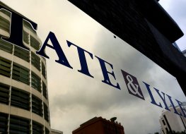 Tate & Lyle logo on the fascade of the company's office building in London