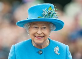 Queen Elizabeth II tours Queen Mother Square on 27 October, 2016 in Poundbury, Dorset