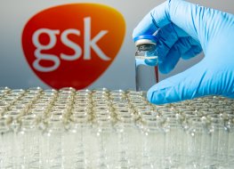 GlaxoSmithKline Vaccine bottles with GSK logo