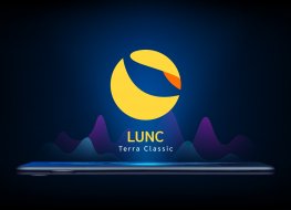 The Terra Classic (LUNC) name and logo appear floating above a smartphone
