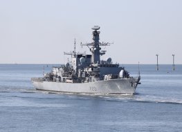 A Royal Navy frigate on the ocean