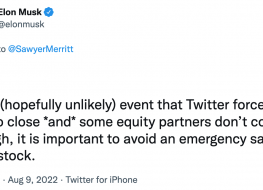 The tweet by Elon Musk commenting on Tesla stock sale