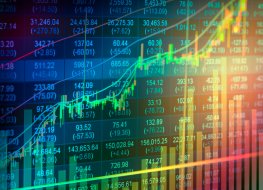 European equity markets make gains Graphic showing rising share prices