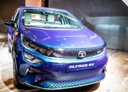 A file image of Tata Motors’ Altroz EV at the Geneva International Motor Show