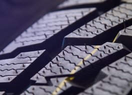 A close up image of a car tyre.
