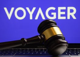 A gavel in front of Voyager text