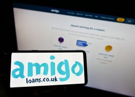 The Amigo logo appears on a smartphone screen