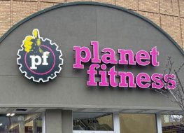 View of the Planet Fitness logo at the their location in Clifton, New Jersey, U.S., January 6, 2023. View of the Planet Fitness logo at the their location in Clifton, New Jersey, U.S., January 6, 2023.