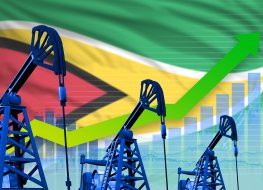 Crude oil Oil wells imposed on Guyana flag