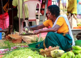 Woman selling vegetables in Kochi, Kerala, India 