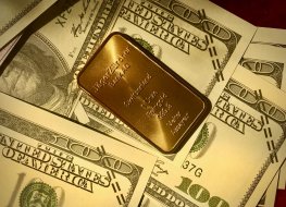 American money and a gold bar