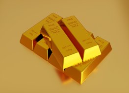 Stack of gold bars on gold background