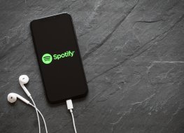 Spotify logo on the screen.