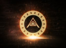 ARK logo as coin on dark background