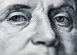 Benjamin Franklin’s face on a $100 bill