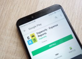 Expensify app on cell screen