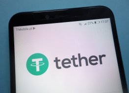 Tether logo on a smartphone screen 