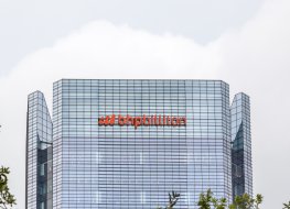 Houston, Texas, USA - September 22, 2018: Sign of BHP Billiton Petroleum on BHP Billiton Tower, an Anglo-Australian multinational mining, metals and petroleum dual-listed public company.