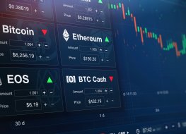 Modern cryptocurrency exchange with chart and numbers 