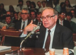 WASHINGTON, DC, USA - SEPTEMBER 4, 1991: Warren Buffett, Chairman Salomon Brothers, testifies before US House Subcommittee on Telecommunications