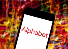 April 25, 2019, Brazil. Alphabet logo on your mobile device. Alphabet is a holding company and a conglomerate that owns several companies that were owned or linked to Google.