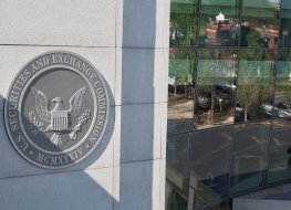 Securities and Exchange Commission sign at Washington headquarters