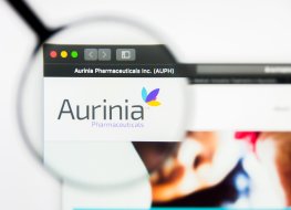 Richmond, Virginia, USA - 9 May 2019: Illustrative Editorial of Aurinia Pharmaceuticals Inc website homepage. Aurinia Pharmaceuticals Inc logo visible on display screen.