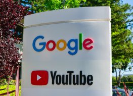 Google HQ in A picture of a Youtube Google sign and logo near Google’s headquarters building is Silicon Valley
