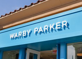 Warby Parker logo on store