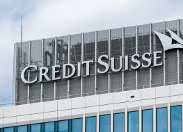  logo on the offices of the Credit Suisse Bank Group in Warsaw.