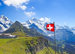 Swiss flag on the top of Mannlichen