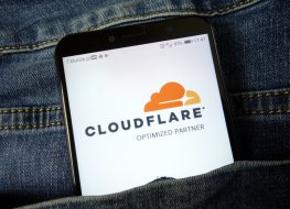 KONSKIE, POLAND - November 24, 2019: Cloudflare Inc logo displayed on mobile phone