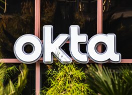 Oct 26, 2019 San Francisco / CA / USA - Close up of OKTA logo at their headquarters in SOMA district; Okta, Inc. is an American identity and access management company