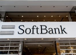 A file photo shows SoftBank Corp's logo is pictured at a news conference in Tokyo, Japan