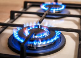 Natural gas burners on a stove