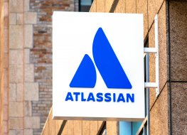 Atlassian logo at HQ of Australian enterprise software company.