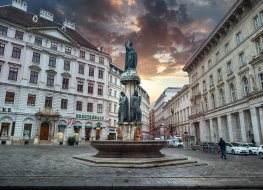 Fountain of Austria on Freyung square, Vienna 
