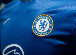 Blue jersey with Chelsea FC logo on it