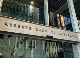 Signage outside the entrance of the Reserve Bank of Australia building in Sydney, Australia.