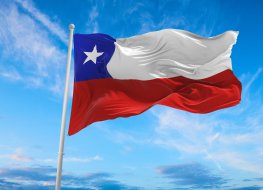 Large Chile flag waving in the wind