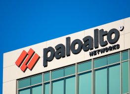 Palo Alto Networks logo and sign at Silicon Valley headquarters campus of cybersecurity company under blue sky - Santa Clara, CA, USA - 2020