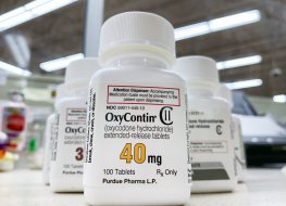 Bottles of Oxy-Contin on a shelf