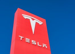 Tesla’s logo on a building