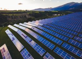 Solar panels installed in field