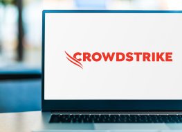 POZNAN, POL - FEB 6, 2021: Laptop computer displaying logo of CrowdStrike Holdings, an American cybersecurity technology company based in Sunnyvale, California