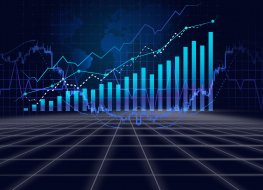 Stock market exchange technology or world economy, business growth concept. Abstract financial charts and graphs background. 3d Illustration.