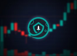SafeMoon logo in front of candlestick chart
