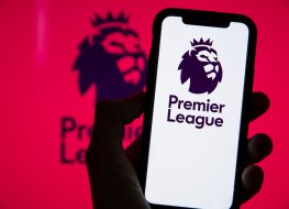 Football stocks Premier league football logo on a smartphone screen
