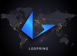 Loopring logo with a world map behind it